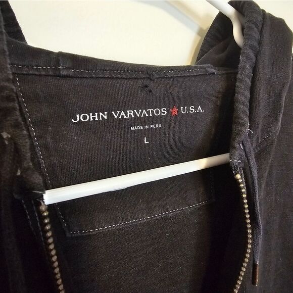 John Varavtos Black Zip Up Hoodie Lightweight - Picture 3 of 5
